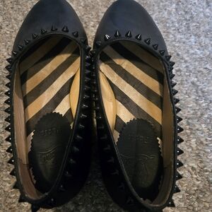 Authentic Christian Louboutin Black Studded Pointed Flats